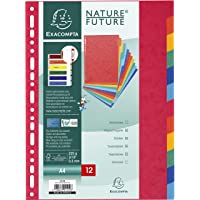 EXACOMPTA 1412E-Separador cartulina simil prespan- 12 separadores DIN A4- multitaladro- colores vivos